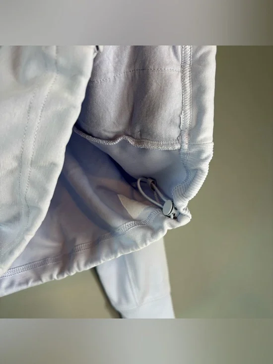 Athleta Medium Seasoft Rib Quarter Zip Popover Sweater Light Blue Cinch Waist - Picture 3 of 6